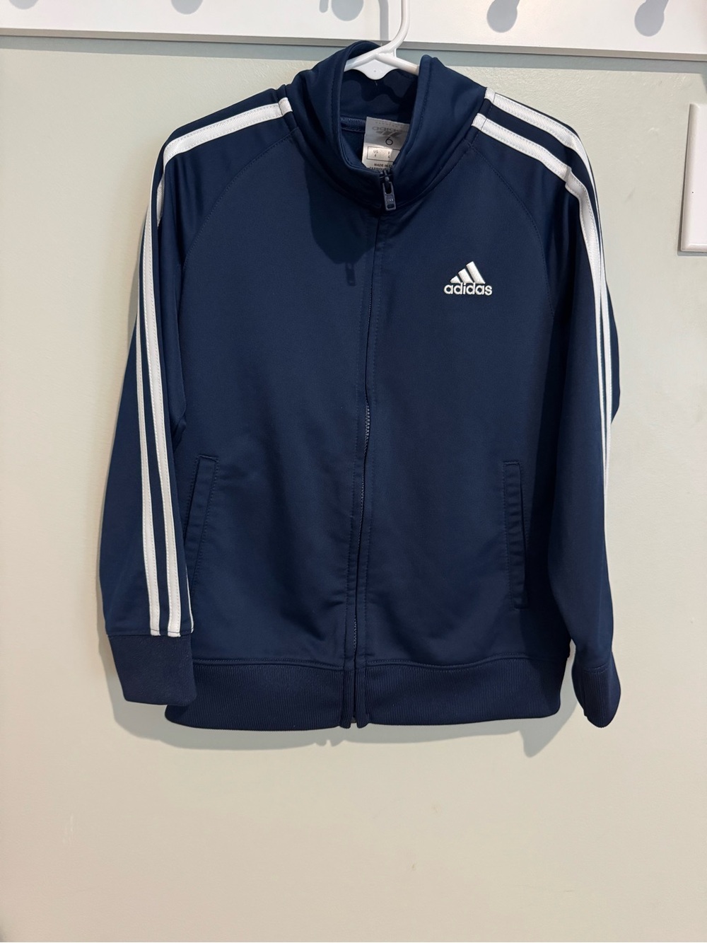 adidas Navy Track Jacket with White Stripes - Kids